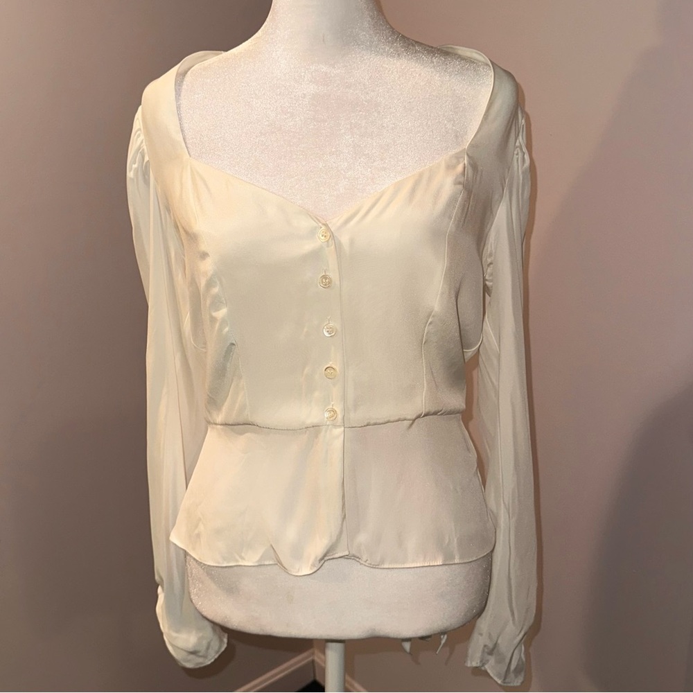 Frame Silk Button-Up Blouse